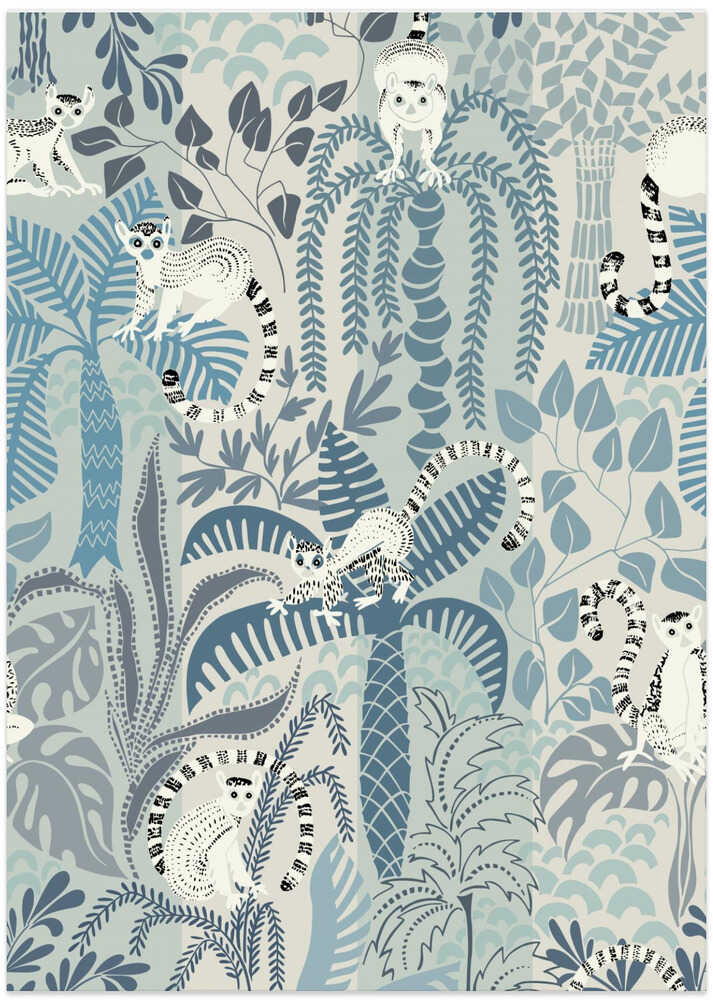 Jungle adventure chalky blue pattern