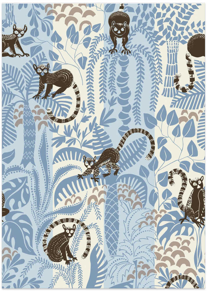 Jungle adventure striped blue pattern