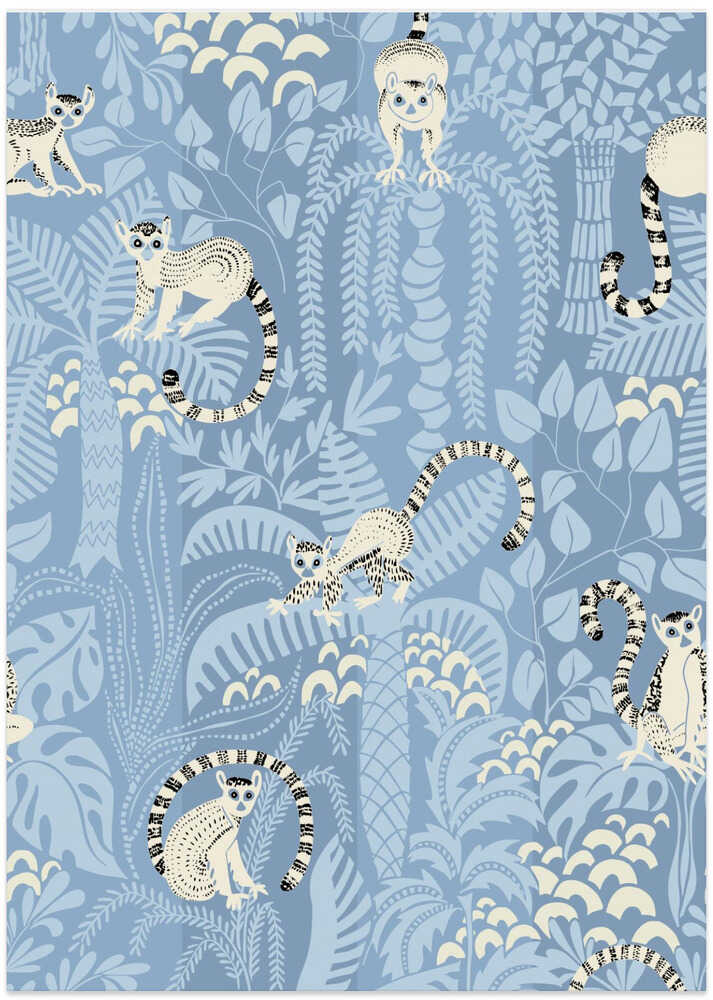 Jungle adventure sky blue pattern