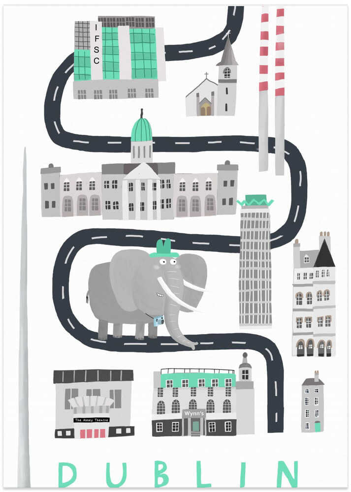 Dublin City With Cute Elephant Tourist By Carla Daly