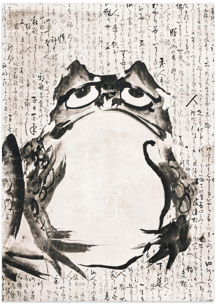Japanese Frog (late 18th 19th Century) Vintage Ink and Color On Paper