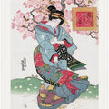 Japanese Woman (1828) Vintage Woodblock Print With Boarder