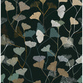 Ginkgo Leaves dark rain forest green pattern