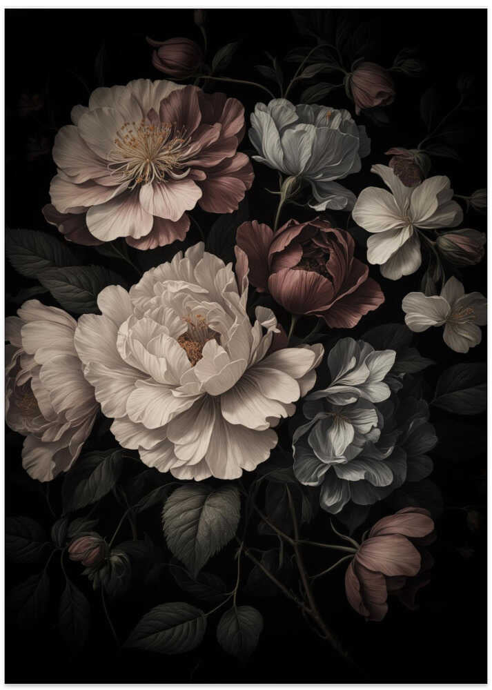 Midnight Garden Flowers Ii