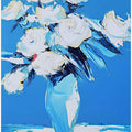 White Roses In a Blue Vase