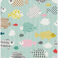 Fresh fish on mint pattern