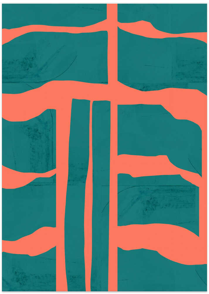 Turquoise & Coral Abstraction 1