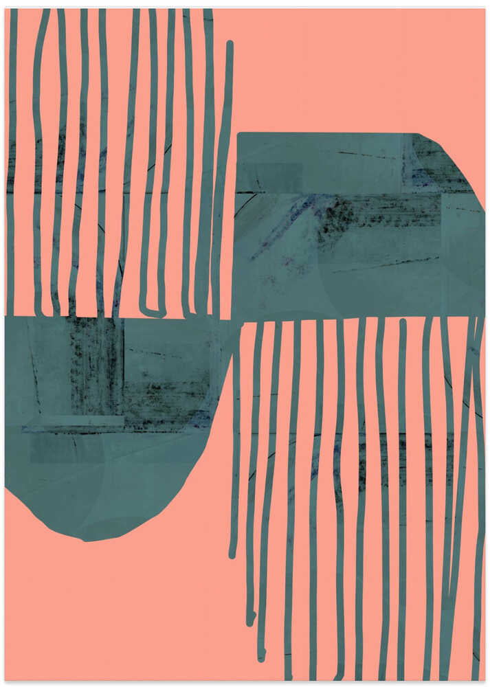 Turquoise & Coral Abstraction 6