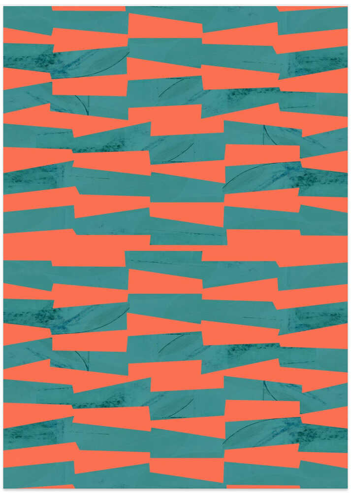 Turquoise & Coral Abstraction 9