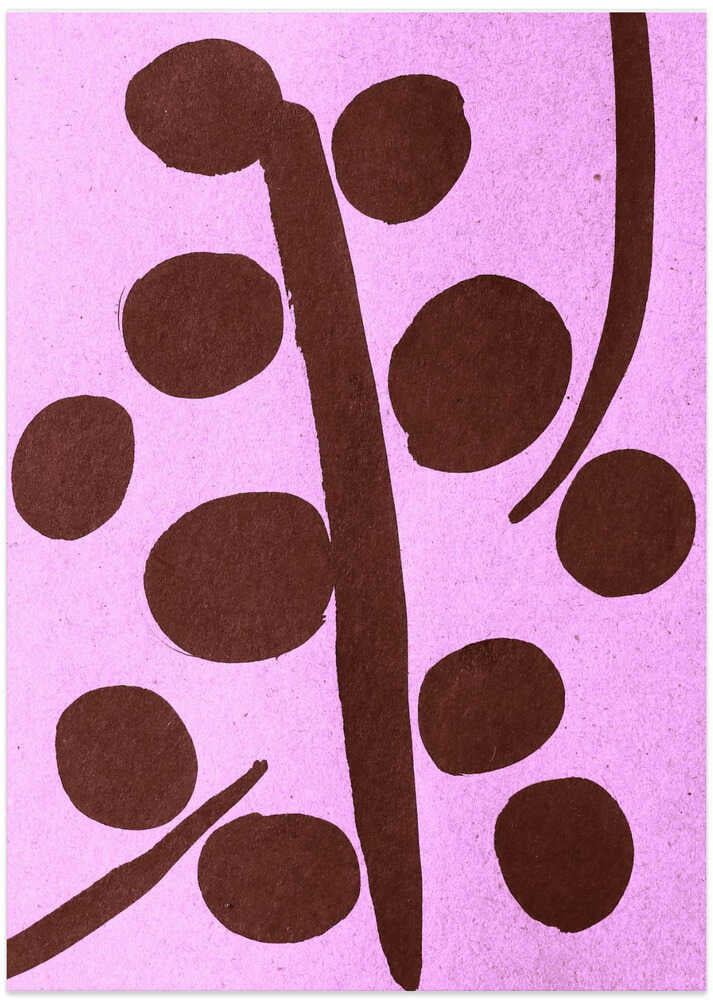 Bold Brown Circles And Lines On A Pink Background