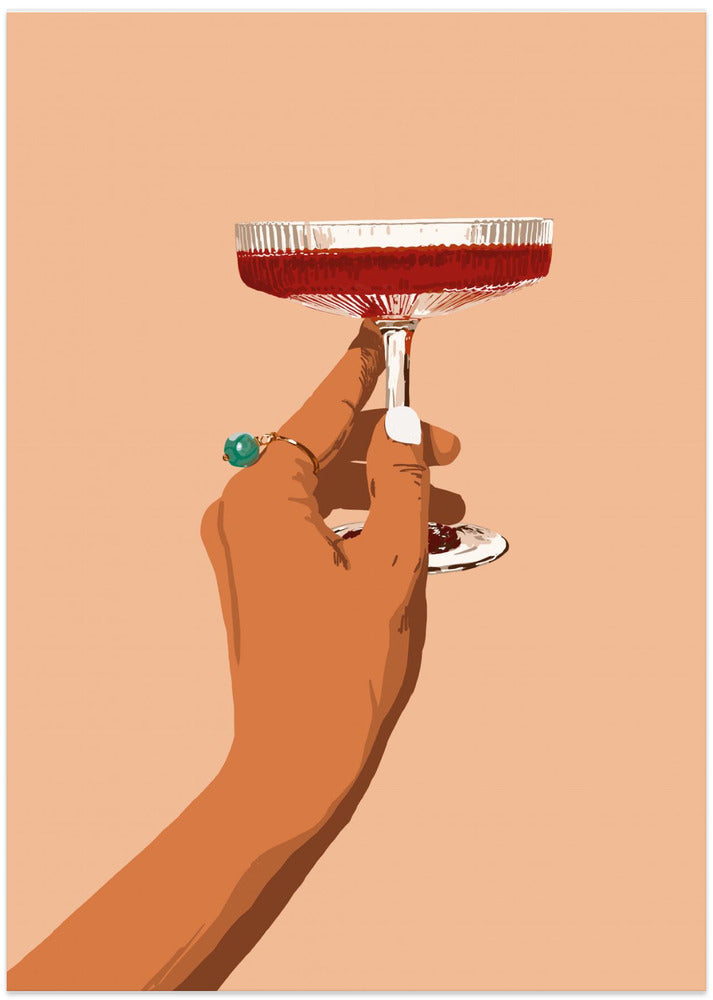 A Hand Holding A Glass Of Red Wine