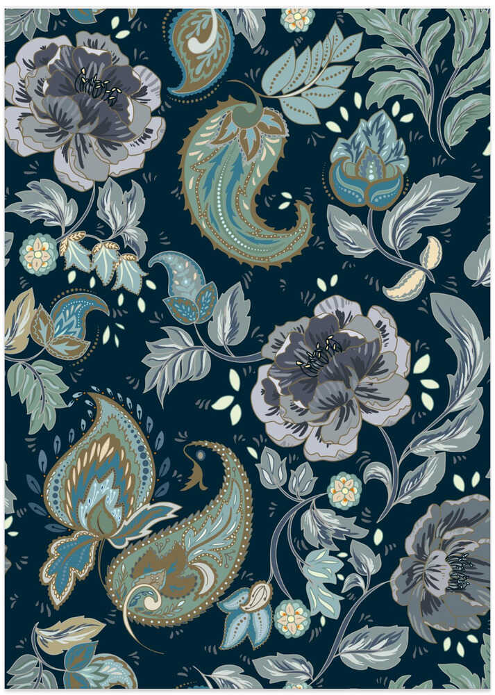 Floral Heritage paisley moonshine blue pattern