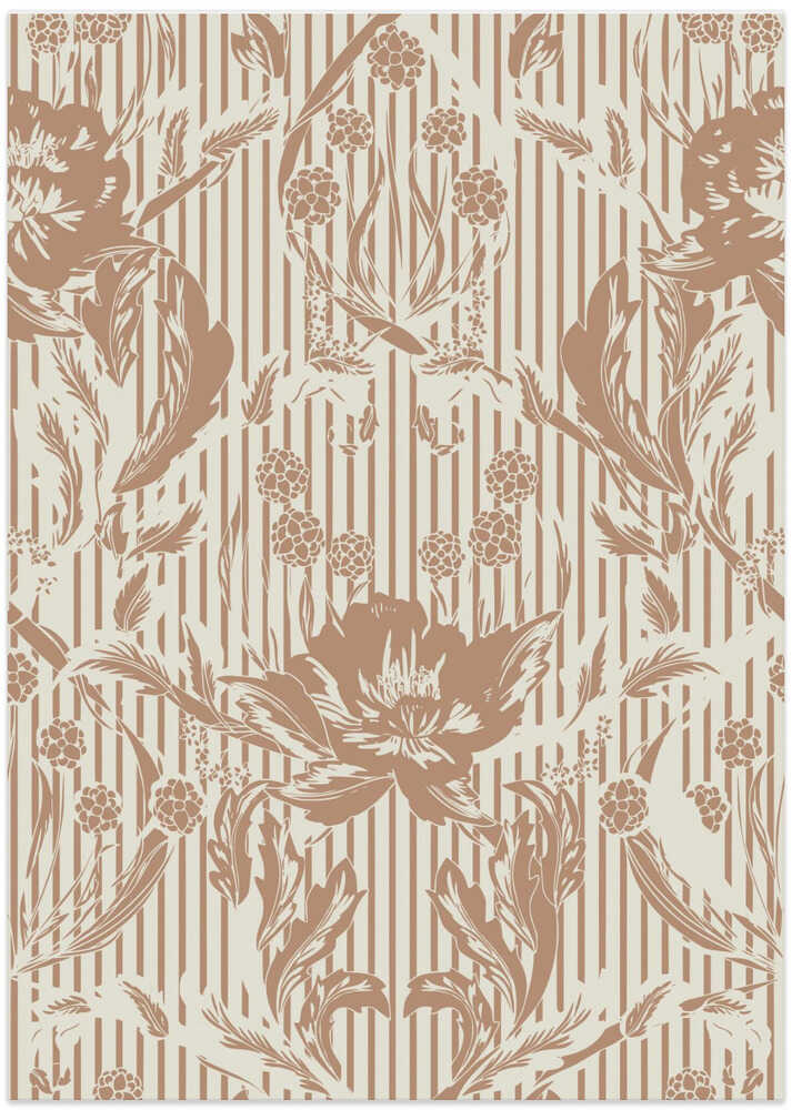 Floral Heritage Morris monochrome stripes mocha mousse pattern