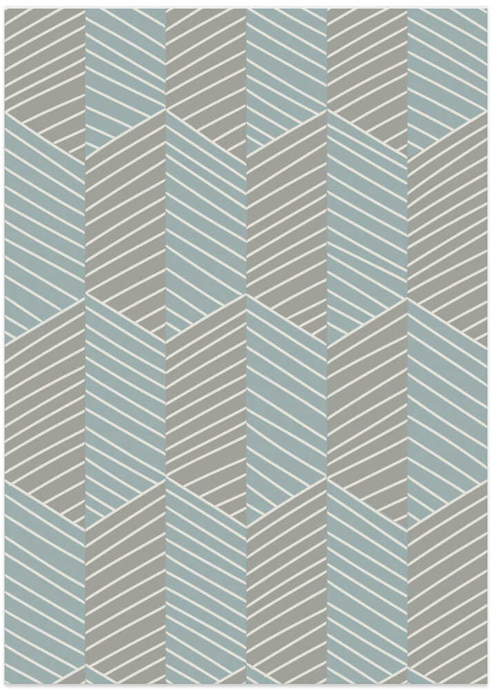 Floral Heritage herringbone grey-blue pattern