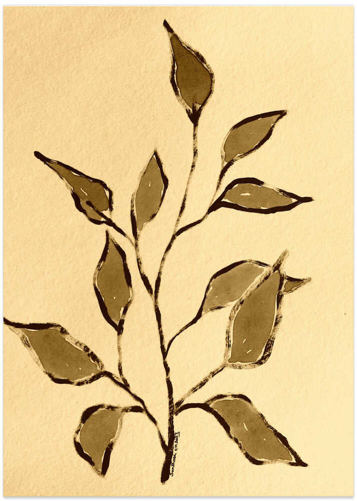 Sepia Leaf Sketch