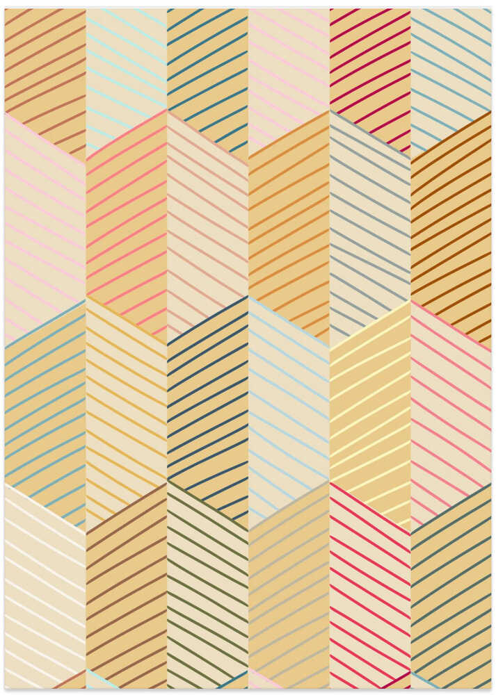 Floral Heritage herringbone vintage yellow pattern