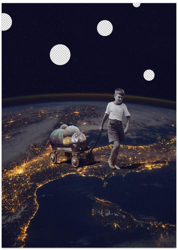 Child Pulling A Wagon Filled