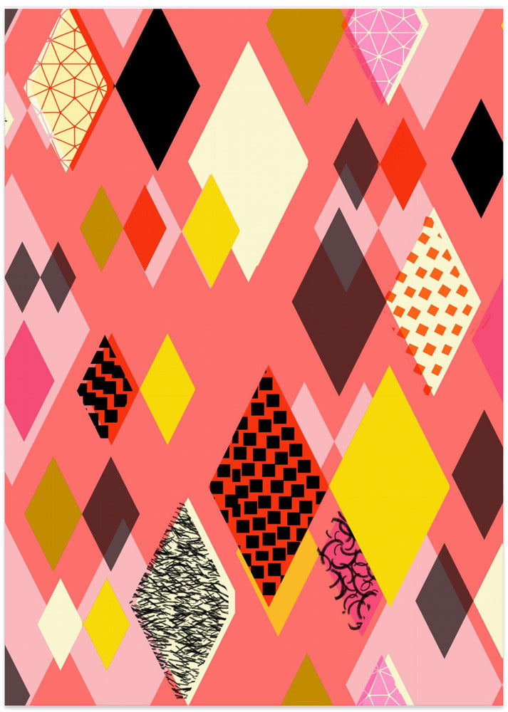 Geometric Patterns With Colorful Diamonds And Shapes