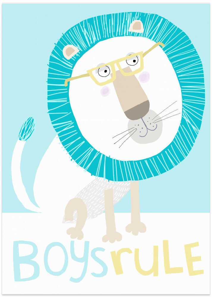 Boys Rule! Cute Lion with Glasses by Carla Daly
