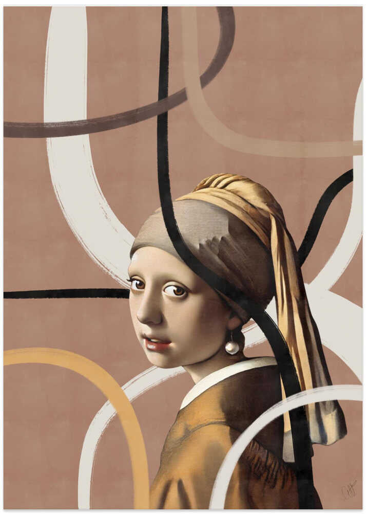 Girl with a Pearl Earring - Pantone 2025 Mocha Mousse