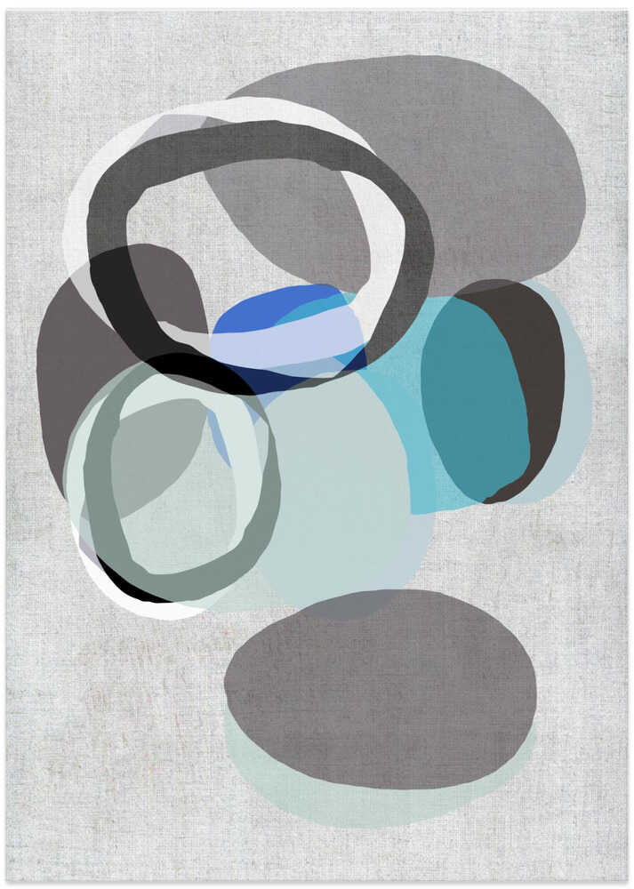 Abstract Shapes in Blues, Greys and Black Rings