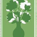 Green Vase with Silhouetted Flowers