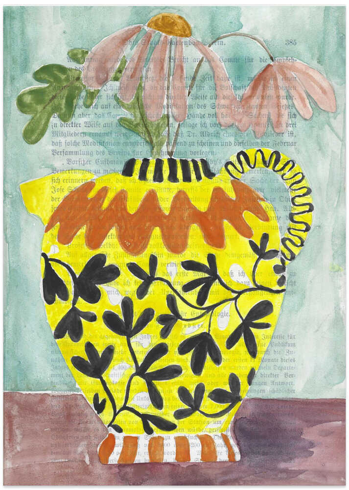 Coneflower In A Flowered Pitcher