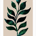 Stylized Plant Motif With Dark Green Leaves