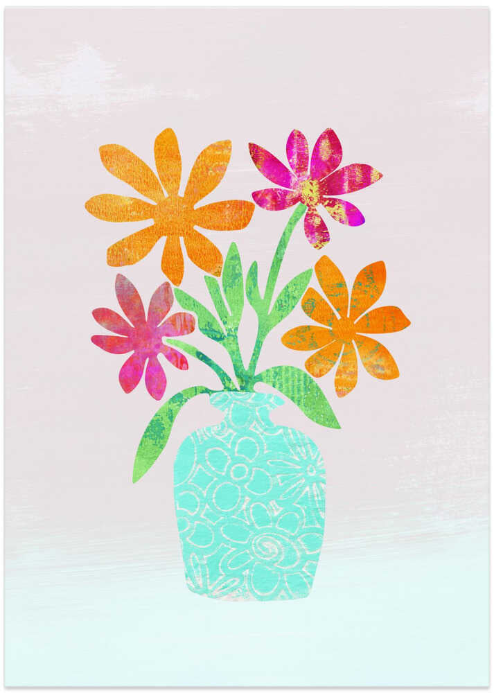 Vibrant Floral in a Turquoise Vase