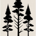 Three Stylized Pine Trees