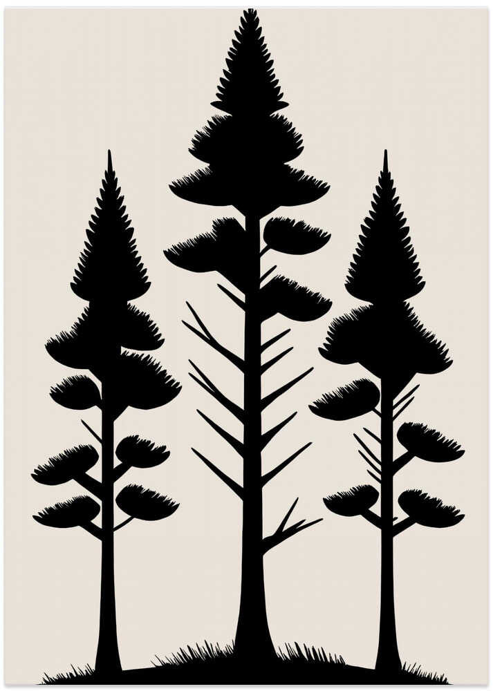 Three Stylized Pine Trees