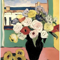 Floral Arrangement In A Black Vase