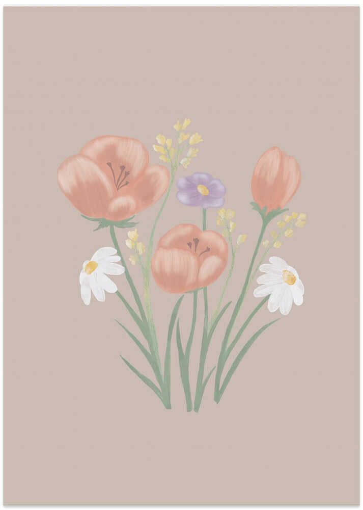 Painterly Wildflower Meadow Florals Brown