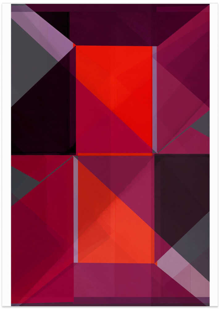 Geometric Composition With Bold Red And Purple Hues