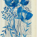 Denim blue sketch with wild meadow flowers