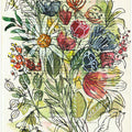 Bouquet of wildflowers Watercolors and ink