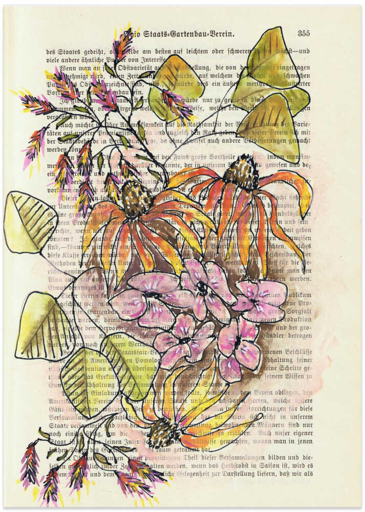 Nostalgic autumn flowers Watercolors and ink