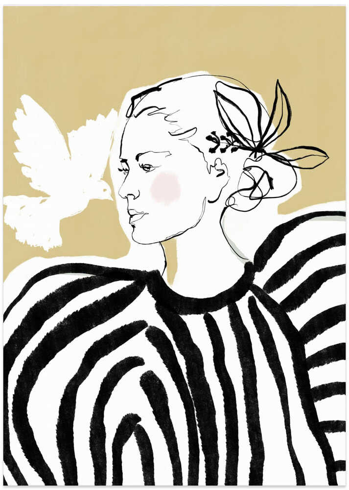Woman Profile with a Zebra Stripe Pattern