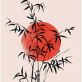 Bamboo With Red Sun