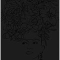 Floral Woman - Line Drawing - png