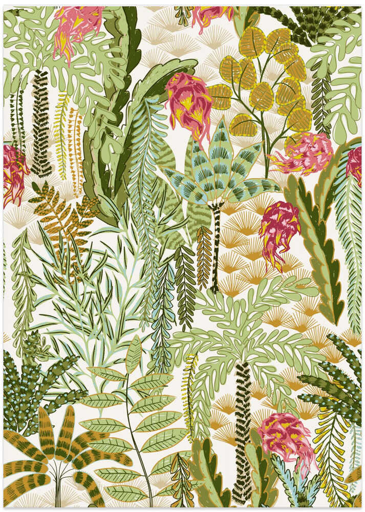 tropical lounge with dragon fruit light pattern