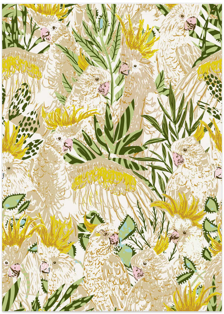 Tropical lounge Cockatoos pattern