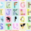Cute Animal Alphabet Letters with Colorful Background