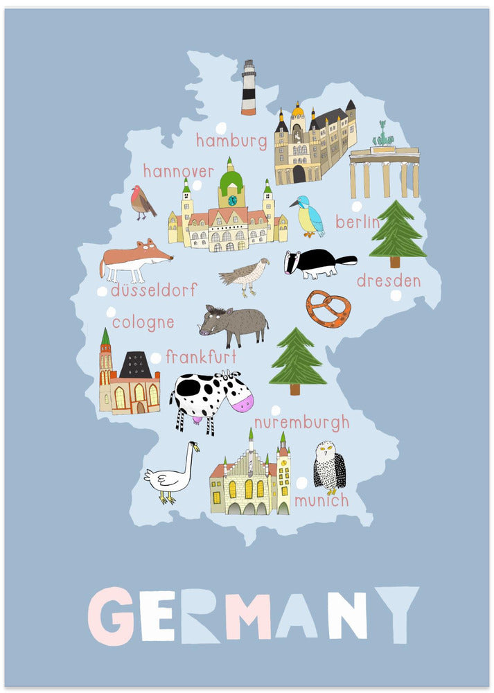 Illustrated Map of Germany by Carla Daly