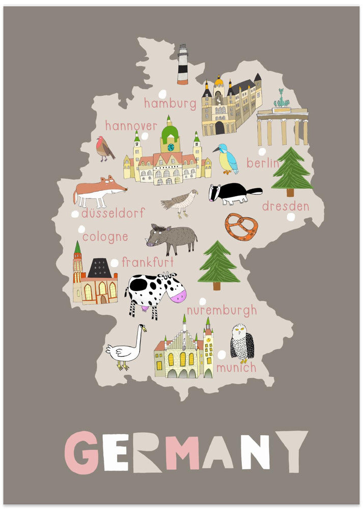 Illustrated Map of Germany by Carla Daly