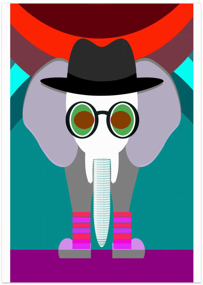 Stripey Trunk & Colourful Boots: Elephant Fun Art Print