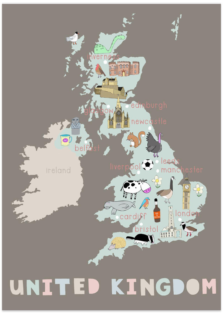 Illustrated Map of the United Kingdom by Carla Daly
