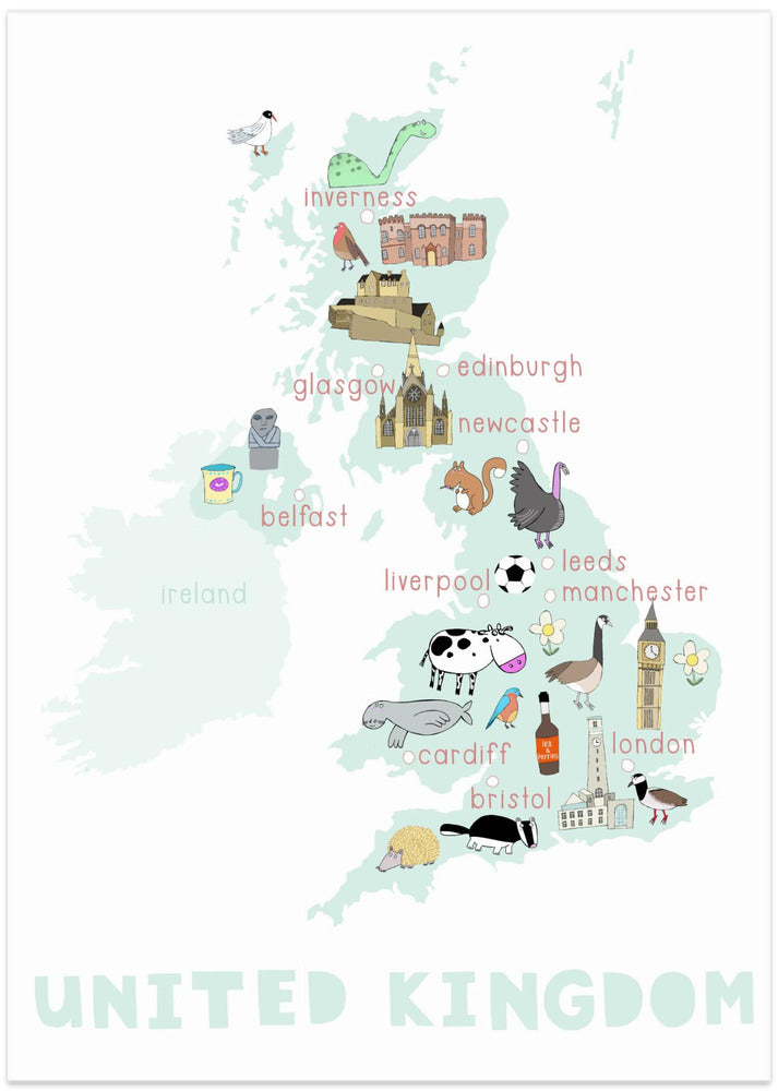 Illustrated Map of the United Kingdom by Carla Daly
