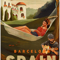 Barcelona Spain Guitar Player Travel Art