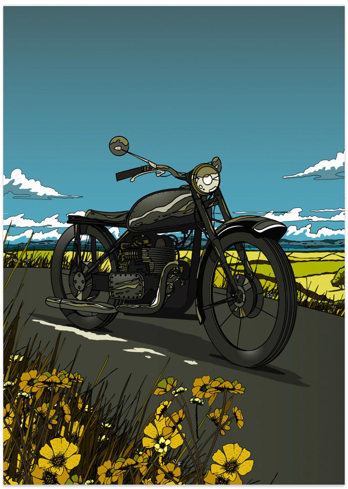 Vintage Motorbike On The Open Road